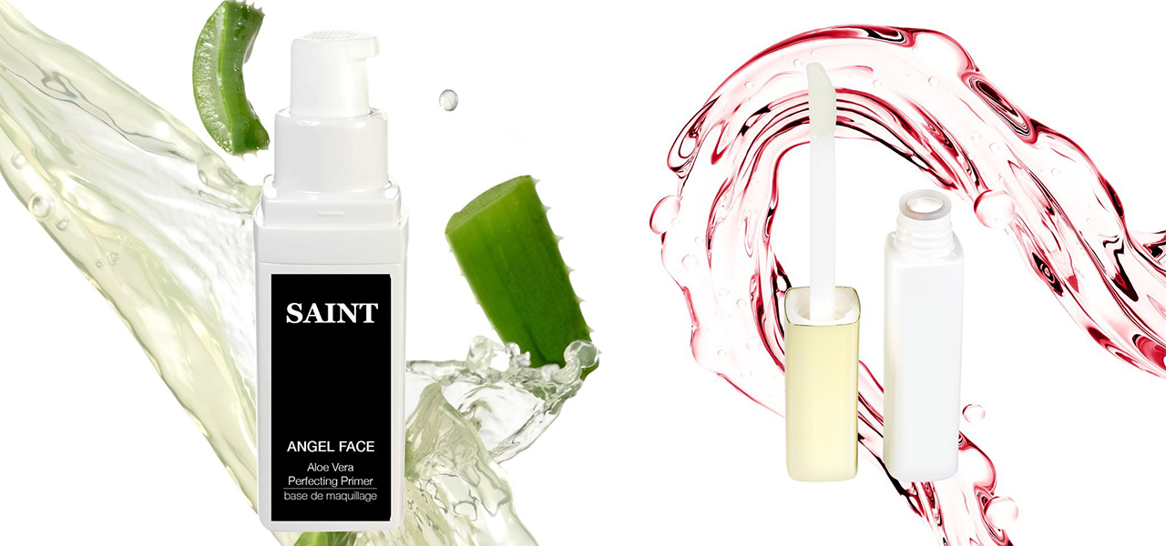 Saint’s new Angel Face Aloe Vera Perfecting Primer, and Lastique, an all-natural lash adhesive