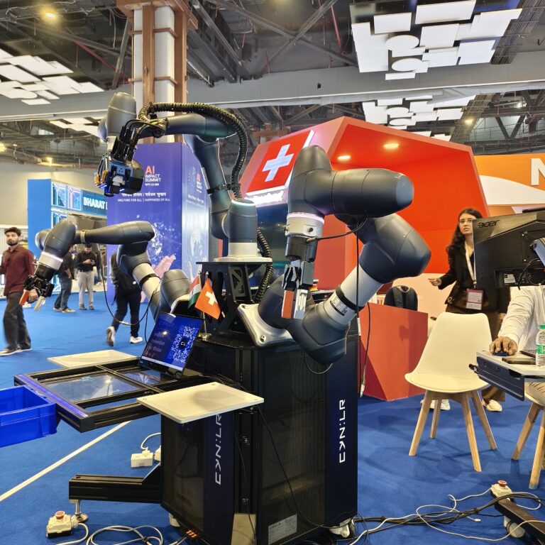 Industrial AI systems showcased at the exhibition floor, underscoring the transition from software-centric AI to infrastructure-level deployment.