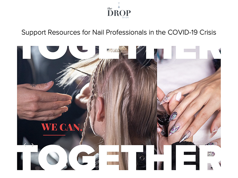 Screenshot of The Drop by OPI; Source: https://www.opi.com/blog/support-resources-for-nail-professionals-in-the-covid-19-crisis
