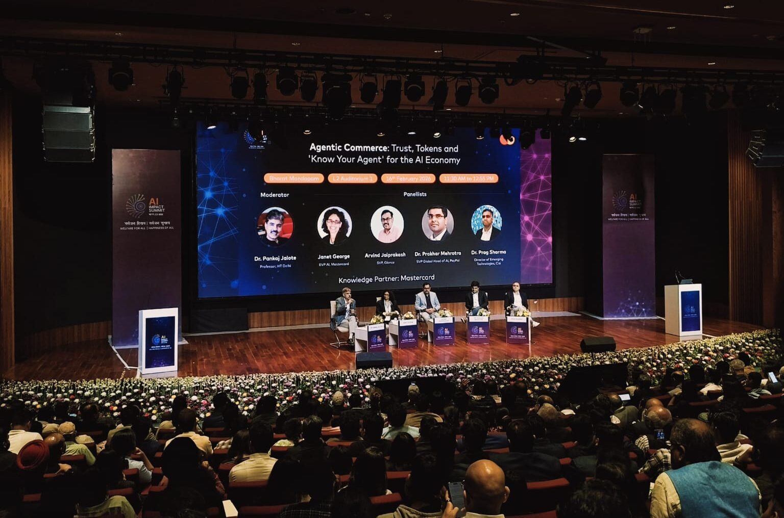 Panel discussion on agentic commerce and governance at India AI Summit 2026.